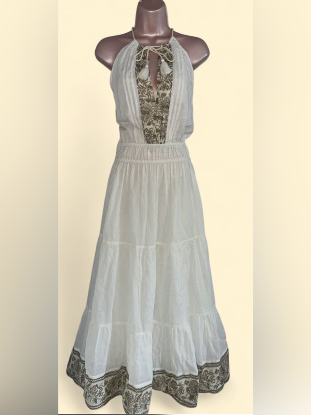nwot Cleobella Cream Embroidered Boho Dress